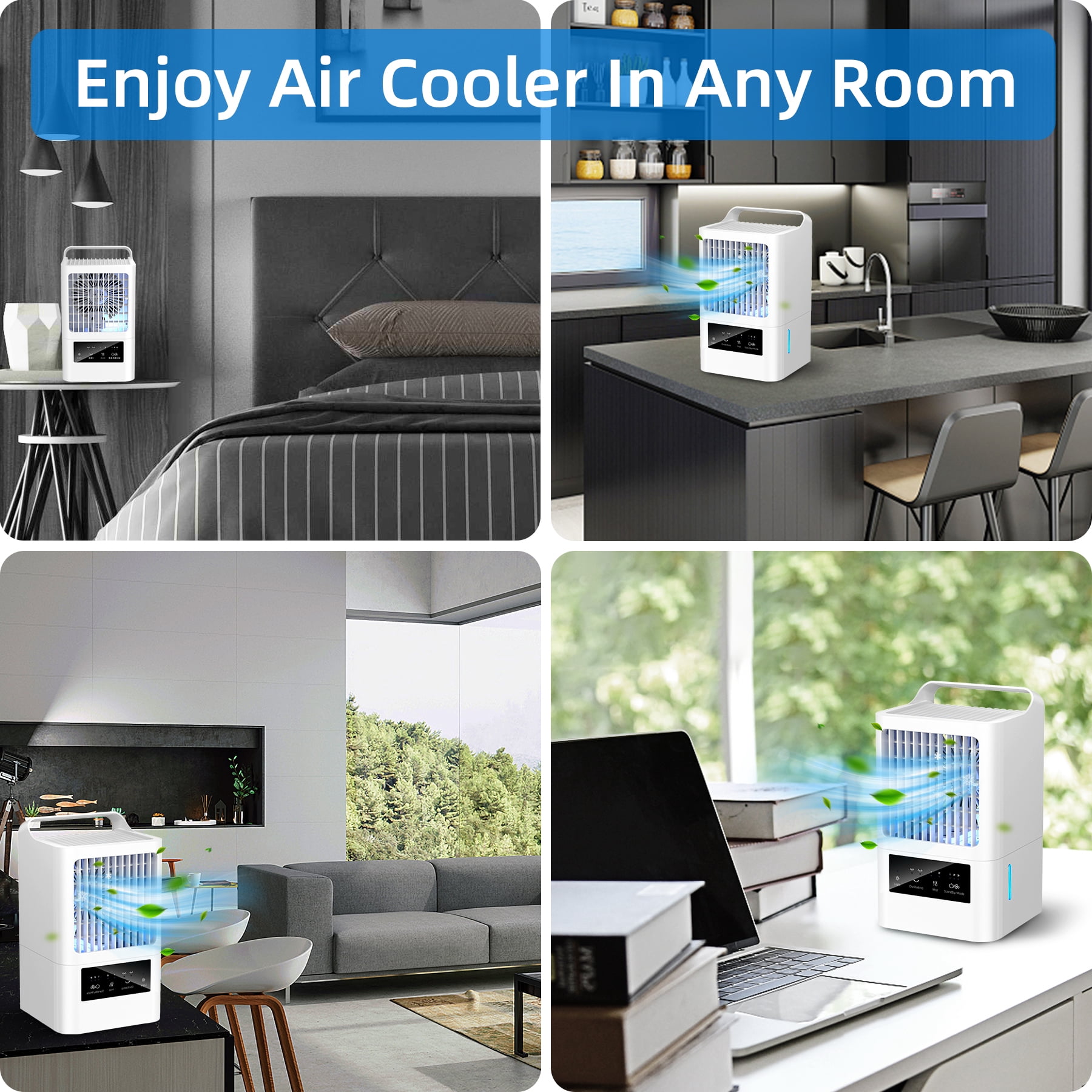 ALROCKET Portable Air Conditioners, Evaporative Air Cooler with 120°Oscillating Mist Humidifier, Portable AC Unit for Bedroom Office Dorm