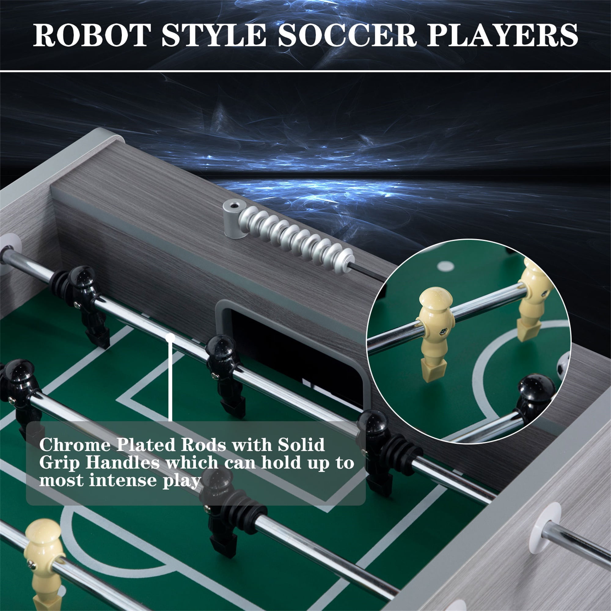 RayChee 55" Foosball Table, Soccer Game Table Football Arcade with Leg Levelers & Heavy-Duty Legs for Indoor Game Room (Grey)