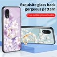 thumbnail image 6 of Feishell Compatible with Samsung Galaxy A03 Core 6.5 inch Flower Pattern Case with Diamond Ring Holder Support Magnetic Car Mount,Shockproof Luxury Glossy Glass Slim Phone Case for Women Girls,A, 6 of 13