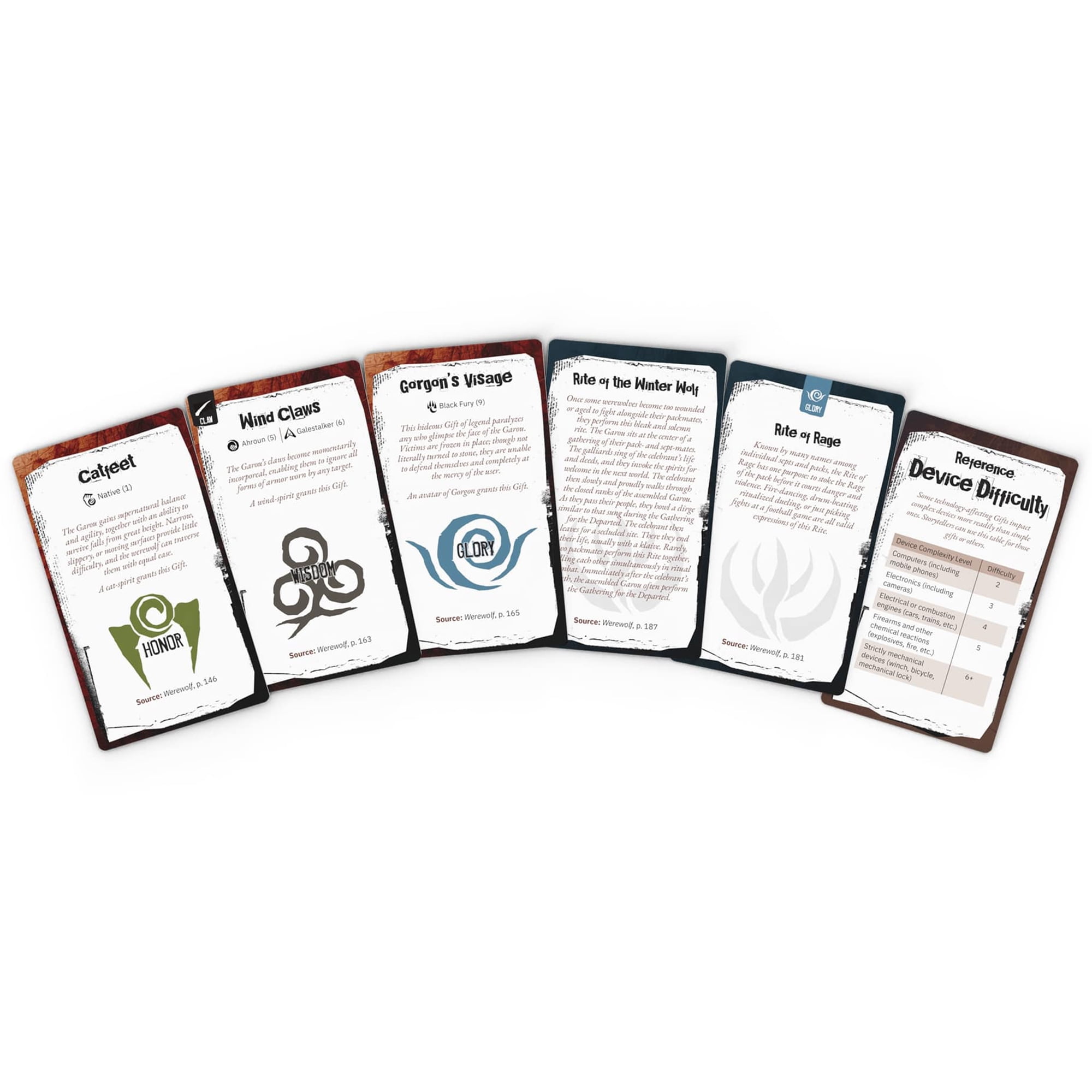Renegade Games: Werewolf: The Apocalypse Gift & Rite Deck - Reference Card Expansion, All Of The Gifts & Rites From The Core Rules, RPG Accessory