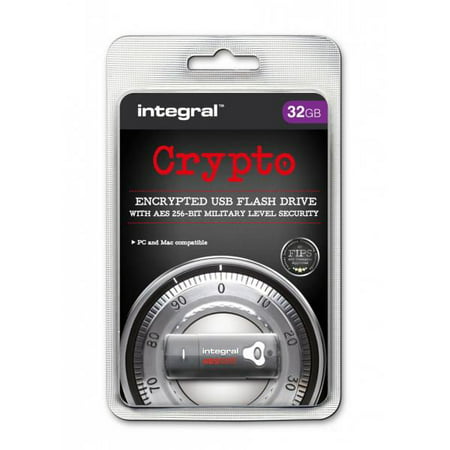 32GB Integral Crypto Drive FIPS 197 Encrypted USB Flash Drive (256-bit Hardware (Best Encrypted Flash Drive)