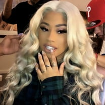 LHWEN 26 Inch Blonde Lace Front Wig Human Hair 180% Density 10A Brazilian Virgin Pre Plucked with Baby Hair Natural Look Soft and Bouncy Transparent Lace Easy to Install Breathable Cap for Daily Wear