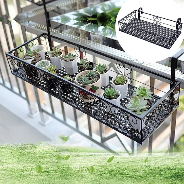 Balcón colgante Maceta Estante Estante de hierro para plantas Balcón de metal Estante de flores Titular de maceta Balcón Soportes de flores Oficina Hogar Hotel Interior Uso al aire libre JAMW Sencillez