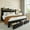 Black, variant on Einfach Full Bed Frame, Storage Bed with Built-In Charging Station, Linen Upholstered Wingback Headboard, Dark Grey