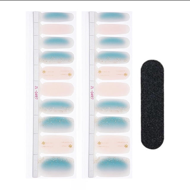 20 pegatinas de gel para uñas semicuradas, calcomanías artísticas de belleza. Azul