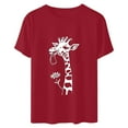 thumbnail image 6 of Sexlip Womens Short Sleeve T Shirt Patterned Text Print Crew Neck Design Soft Fabric Relaxed Silhouette for Daily Wear Red S, 6 of 6