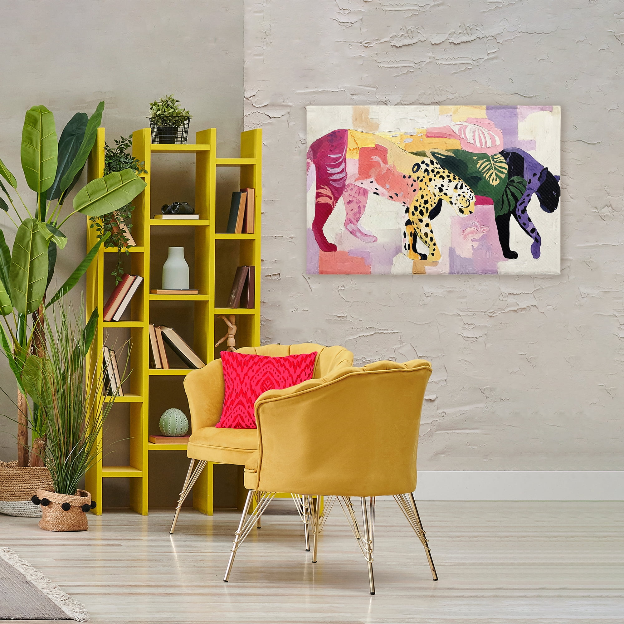 Candy Cats Tropical Wildlife Canvas Wall Art, design by Annabelle Hall