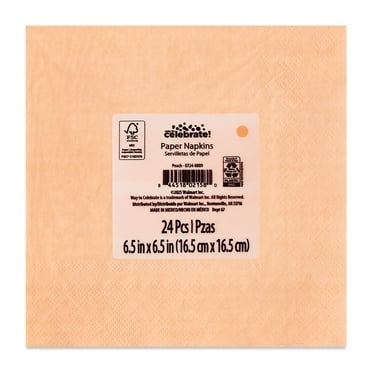6.5" x 6.5" Disposable Peach Paper Napkins, 24 Count, by Way To Celebrate