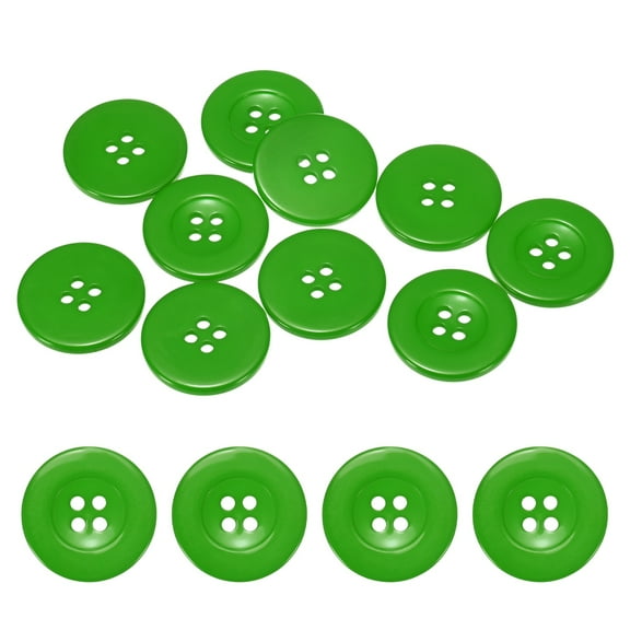 Uxcell Sewing Buttons [10pcs] - 1.2 Inch/ 30mm 48L Resin Round Flat 4-Hole Craft Replacement Buttons for Coats & Sewing Clothing & DIY - [Green]