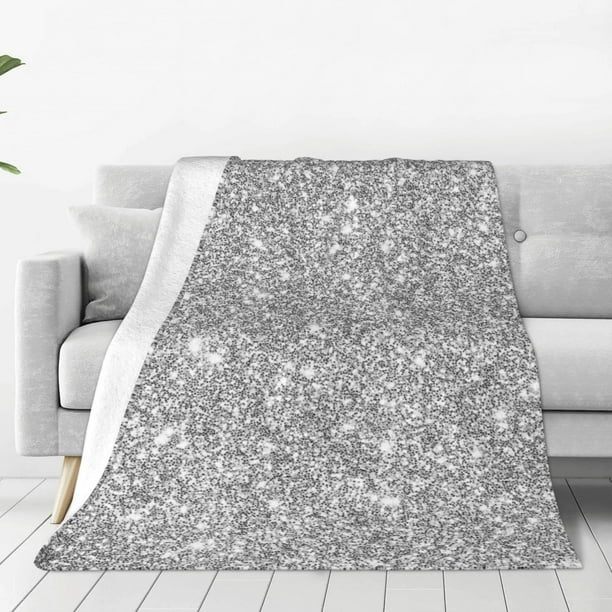 Balery GlitterSilver Manta de Felpa Suave y Acogedora – Cobija de Franela Aterciopelada para Cama, Lavable y Cálida para Sofá, Mascotas, Transpirable-50"x40"