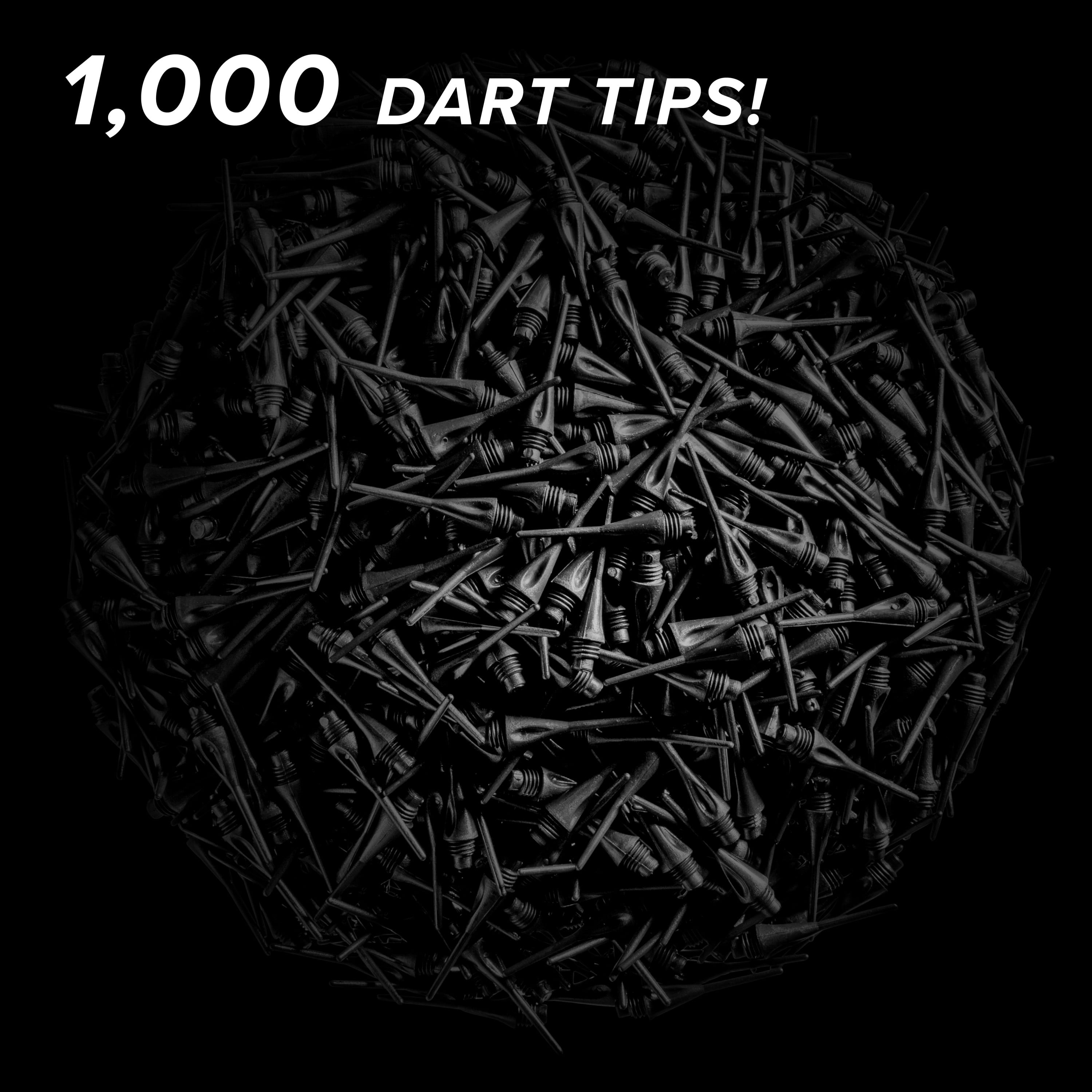 Viper Diamond Tips 1/4" Dart Tips, 1000 Replacement Soft Dart Tips, Black
