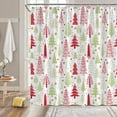 thumbnail image 3 of Merry Christmas Shower Curtain Colorful Xmas Tree Snowflake Blue Gray White Cartoon Rustic Farmhouse Vintage Winter Holiday Seasonal Festival Fabric Bathroom Decor Curtain Holiday Gift, 3 of 4