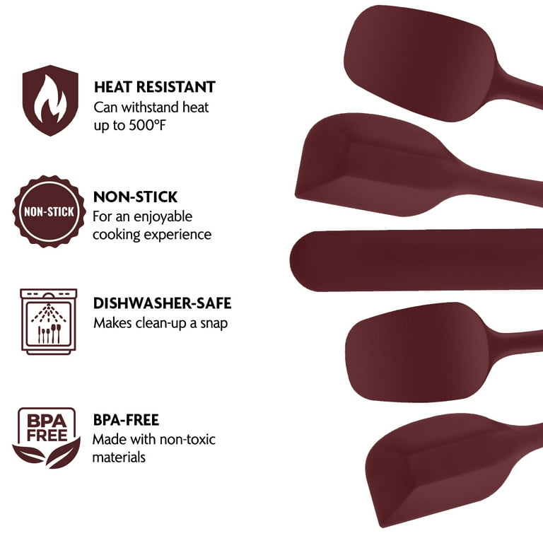 Premium Silicone BPA-Free, Spatula with Stainless Steel Core 500F Heat-Resistant, Non-Stick, Dishwasher Safe, Red Premium Silicone BPA-Free, Spatula with Stainless Steel Core 500F Heat-Resistant, Non-Stick, Dishwasher Safe, Red