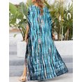 thumbnail image 3 of Cogild Women Swimsuit Cover Ups Ethnic Short Sleeve V Neck Plus Size Beach Kaftan Dresses, 3 of 6