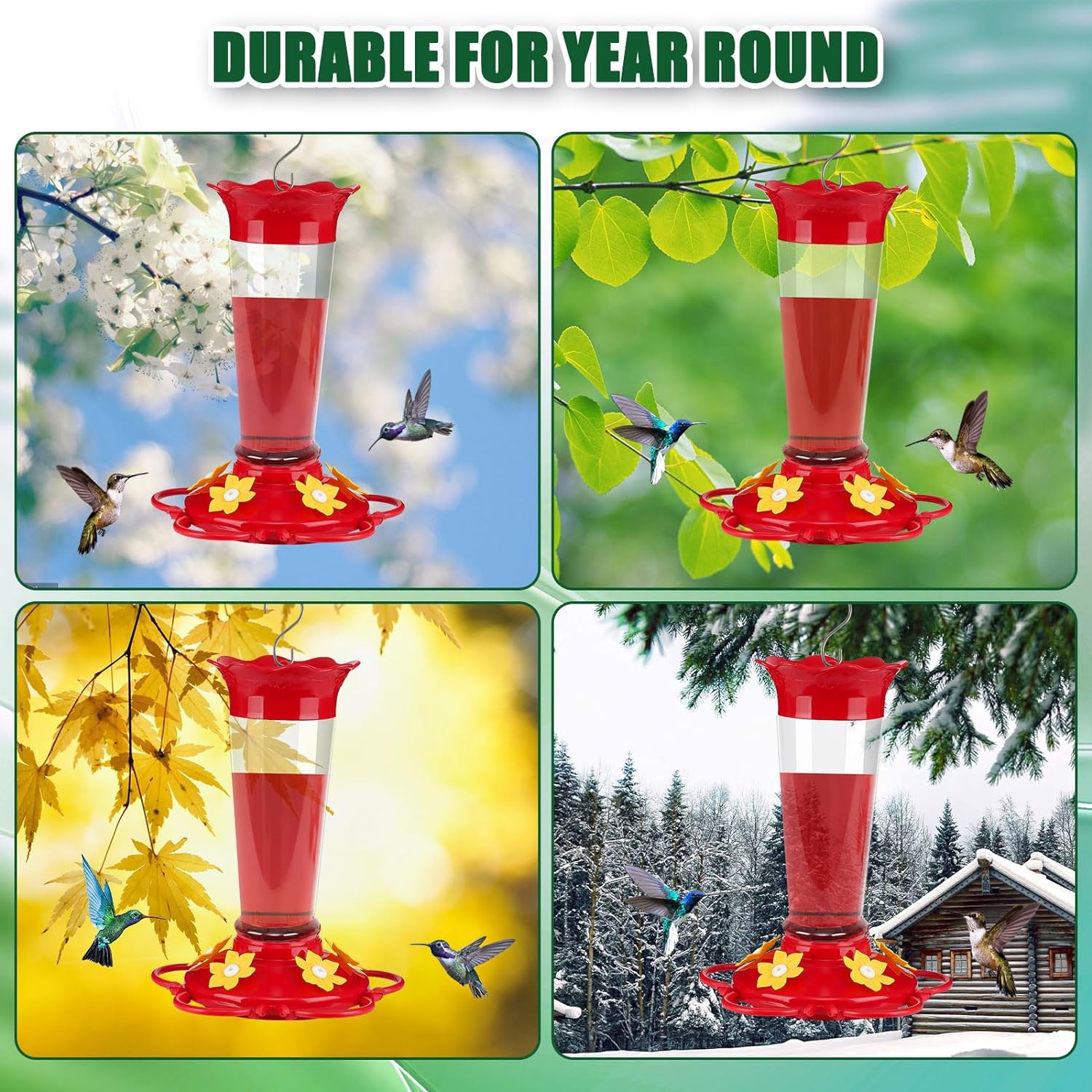 75 Inch Bird Feeder Pole with 10 OZ Hummingbird Feeders, 2 Pack