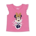 thumbnail image 4 of Minnie Mouse Girls 4-6X Short Sleeve and Flutter Sleeve Tee With Printed Short, 3-Piece Outfit Set, 4 of 7