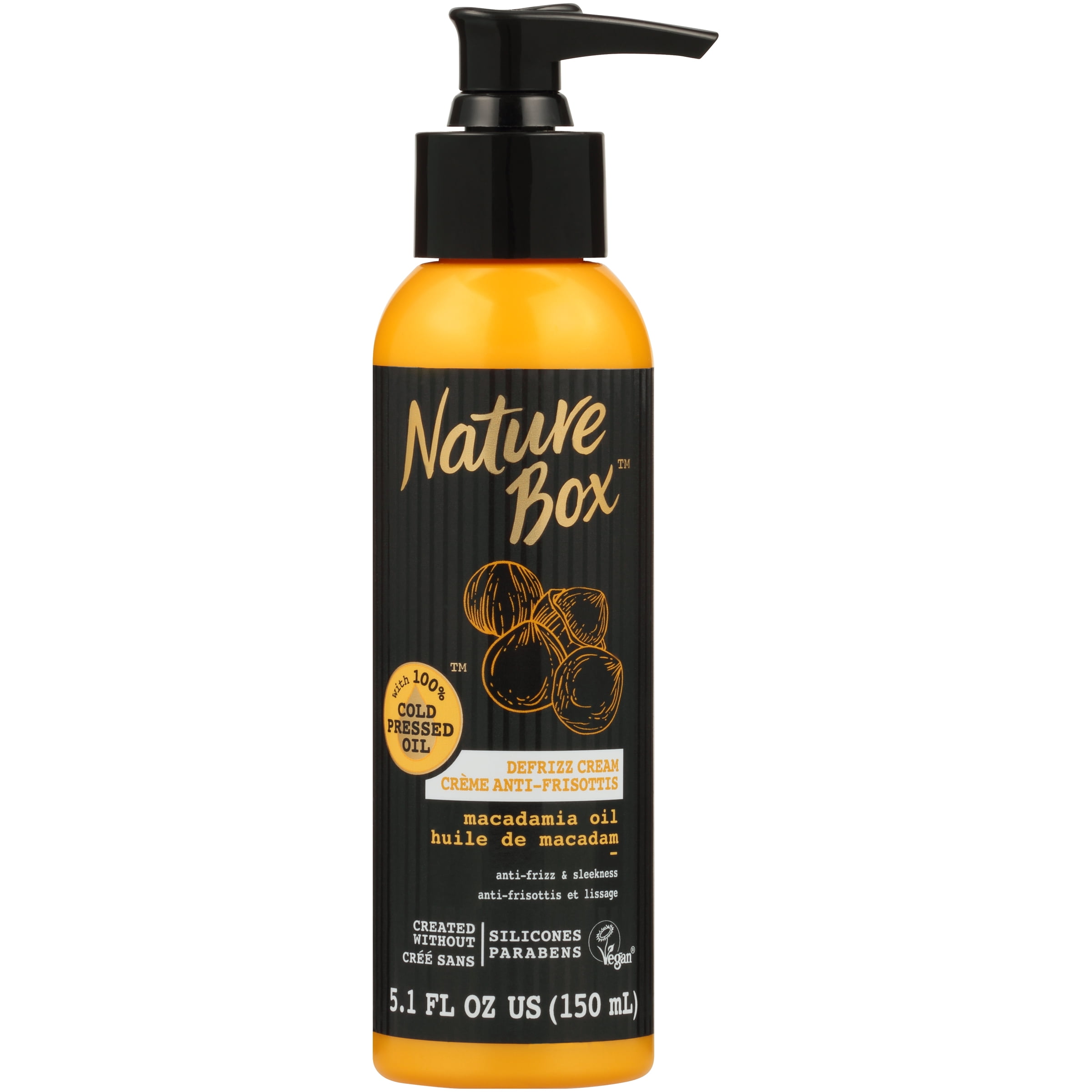 Gå en tur God følelse politik Nature Box Hair Defrizz Cream - for Anti-Frizz and Sleekness, with 100%  Cold Pressed Macadamia Oil, 5.1 Ounce - Walmart.com
