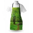 thumbnail image 3 of Nature Apron Summer Season Forest with Flourishing Trees Grass and Pathway Tranquil Scenery, Unisex Kitchen Bib Apron with Adjustable Neck for Cooking Baking Gardening, Fern Green Brown, by Ambesonne, 3 of 3