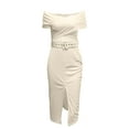 thumbnail image 4 of Bigersell Church Dresses for Women Short Sleeve Summer Bandage Solid Color Backless Strapless Party Long Maxi Dress Regular T-Shirt Dresses, Style 21599, White M, 4 of 5