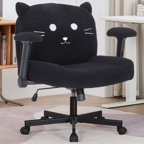 Criss Cross Legged Chair with Wheels and Flip-up Arms, Ergonomic Wide Seat Computer Desk Chair, Comfortable Home Office Computer Chair 300lbs