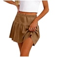 thumbnail image 2 of BRGZLK Pleated Tennis Skirts For Women Casual Solid Color Elastic Waist Loose High Waist Golf Skirt Lightweight Mini Athletic Skorts Workout, 2 of 6