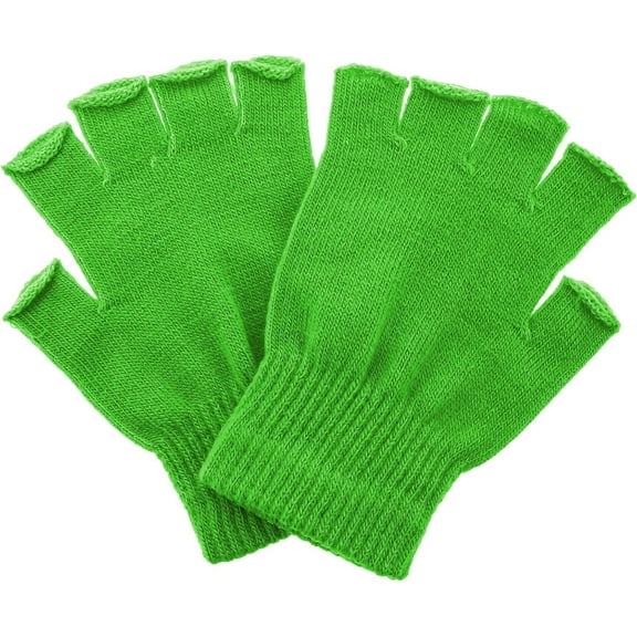Zaoz Green Gloves Fingerless Gloves Winter Knit Gloves Warm Green Fingerless Gloves Stretch Mittens Typing Gloves Half Finger Gloves for Women Men Girls Boys A418