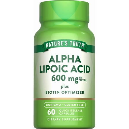 Alpha Lipoic Acid 600mg | 60 Capsules | Plus Biotin Optimizer | For Men & Women | by Nature's Truth