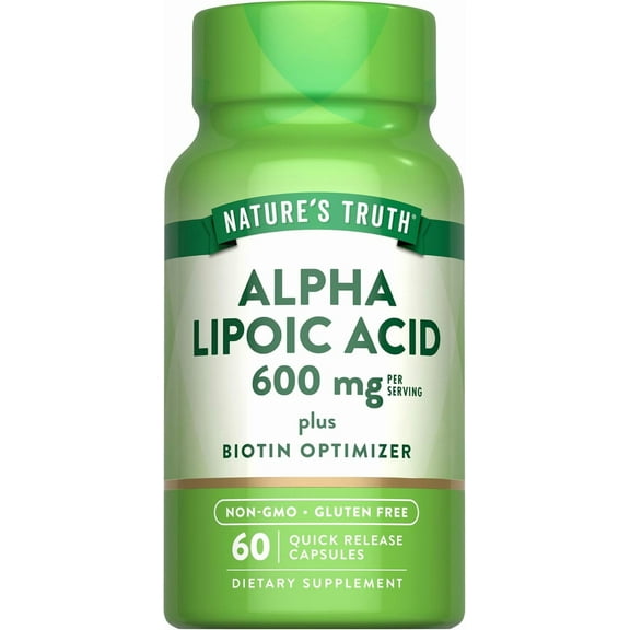 Alpha Lipoic Acid 600mg | 60 Capsules | Plus Biotin Optimizer | For Men & Women | by Nature's Truth