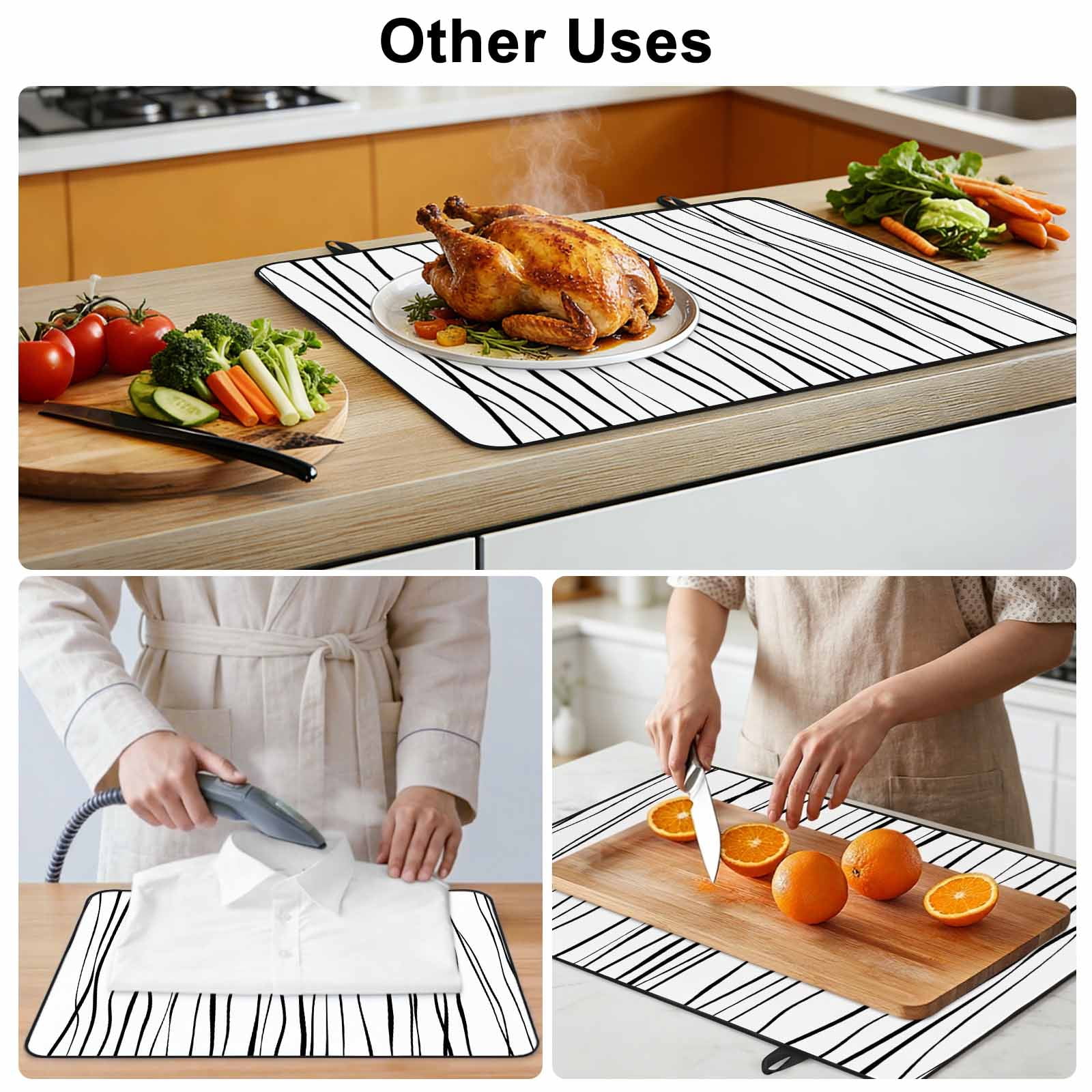 Black Stove Top Cover for Electric Stove, Heat-proof & Non Slip Glass Top Stove Cover Protector, Abstract Lines Gradient Minimalist Modern Texture Kitchen Flat Cooktop Rubber Mat 24x21 Inches