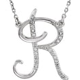 thumbnail image 1 of Diamond "R" Initial Pendant 18" Necklace 14K White Gold, 1 of 2