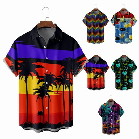 

Adult Beach Hawaii Shirts Front-Pocket Party Bowling Shirts for Men Women