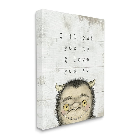 Stupell Industries I Love You So Phrase Mythical Forest Monster Literature & Film Painting Gallery Wrapped Canvas Print Wall Art, 16 x 20