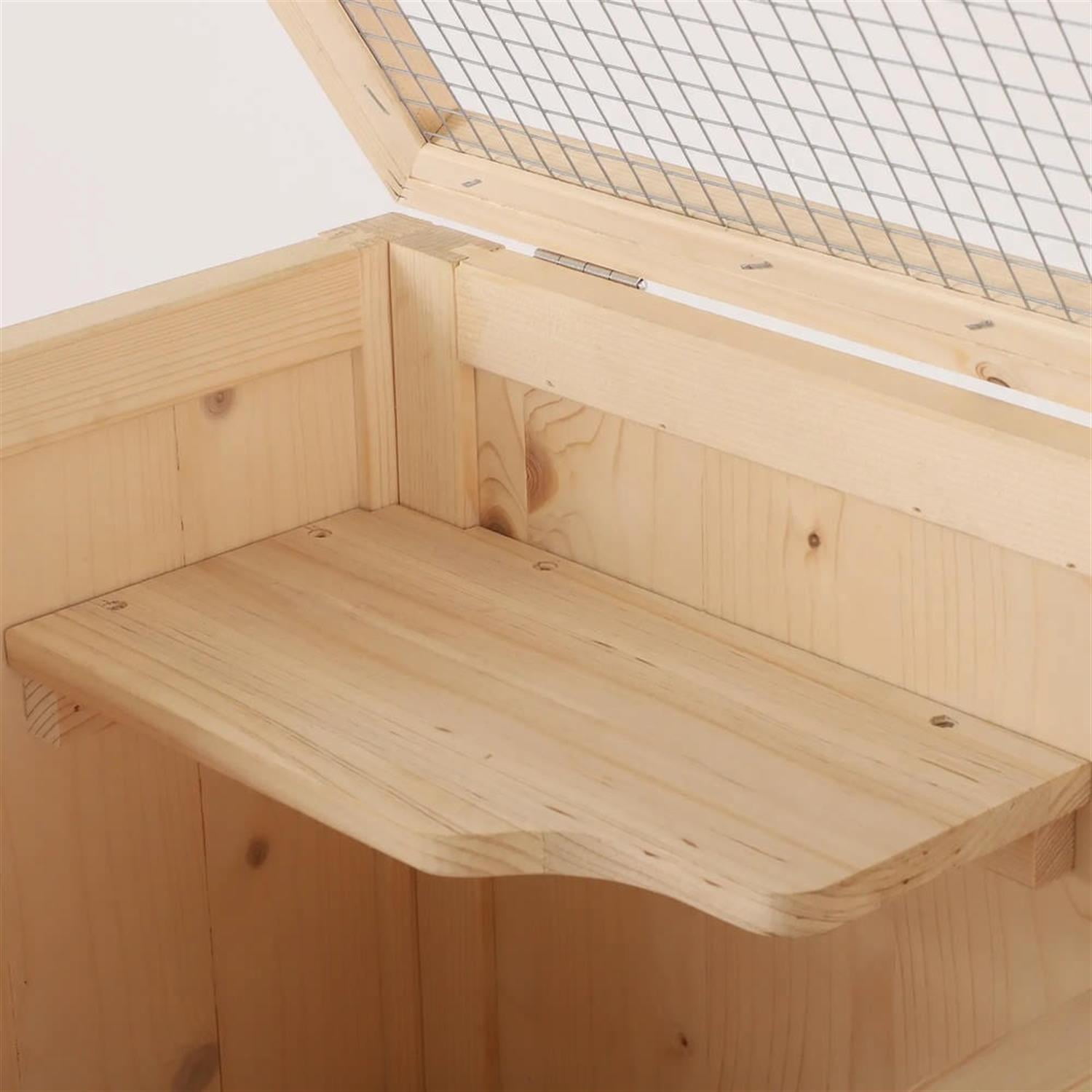 resenkos 47" 5-Tier Wooden Hamster Cage with Openable Top, Front Door and Storage Shelf, Large Small Animal Habitats for Guinea Pig Cages, Beige