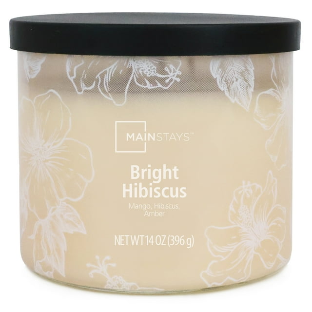 Mainstays 3-Wick Textured Wrapped Hibiscus Scented Candle, 14 oz