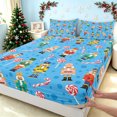 thumbnail image 5 of Erosebridal Cartoon Nutcracker Bed Sheets, Xmas Candy Cane Full Size Sheets, Light Blue, Christmas Reversible, 4 Pieces, 1 Flat Sheet, 1 Fitted Sheet and 2 Pillowcases, 5 of 6