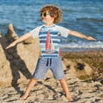 thumbnail image 3 of FORMRS Boys Rash Guard with Short Sleeves UPF 50+ Swim Shirts Sizes 3-12T, Red Sailboats, 3 of 6