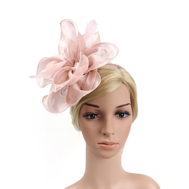 Velo Big Fascinator Colcomx Diadema Mujer Decoración del Cabello Rosado