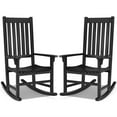thumbnail image 1 of Gymax 2PCS Wood Rocking Chair Porch Rocker High Back Garden Seat Indoor Outdoor Black, 1 of 10