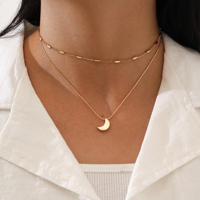 Xihbxyly Collar Chapado En Aleación Multicapa con Cadena de Clavícula y Gota de Cristal de Diamante