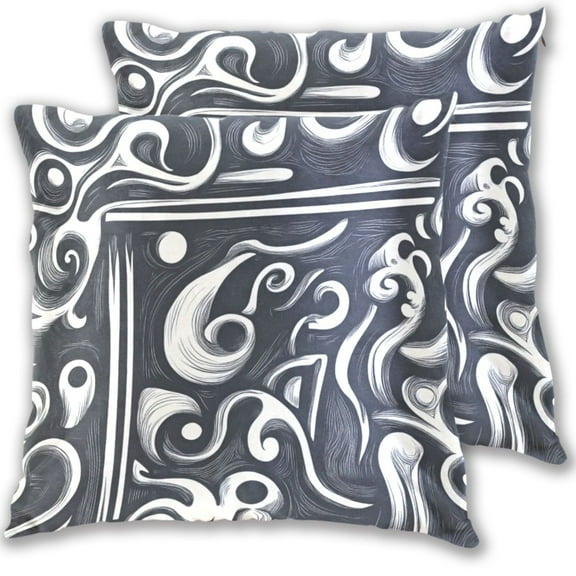 Organic Shapes Of Spirals and Curves Throw Pillow Covers 16x16 Inch 2 Packs Decorative Square for Living Room Couch Bed Sofa