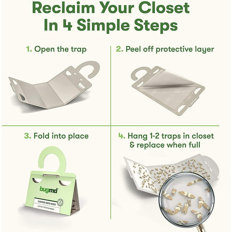 BugMD Clothes Moth Trap (6 Count)- Sticky Glue Bug Repellent Moth Traps for  Closet Wardrobes Cabinet 