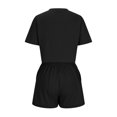 thumbnail image 5 of LOVZFMLL Two Piece Sets for Women Short Sleeve Crop Tops and Shorts Sweatsuit Casual Loose Summer Outfits Lounge Sets Black XXL, 5 of 6