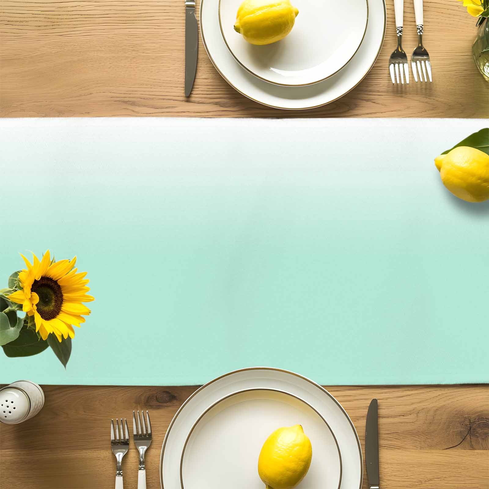 Green Gradient Art on White Table Runner 90 Inches Long, Summer Style Table Runners Tabletop Scarf Kitchen Dining Tables Decoration for Home Party Indoor Outdoor