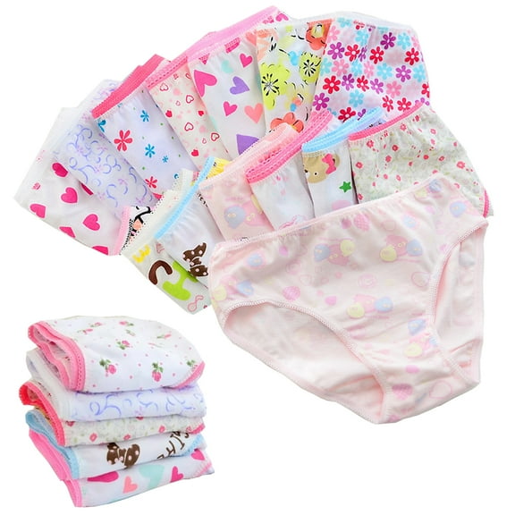 Bellafa 6-Pack Little Girls' Underwear Briefs 3-12T Baby Girl Soft Cotton Undies Toddler Kids Flower Panties-Random Color