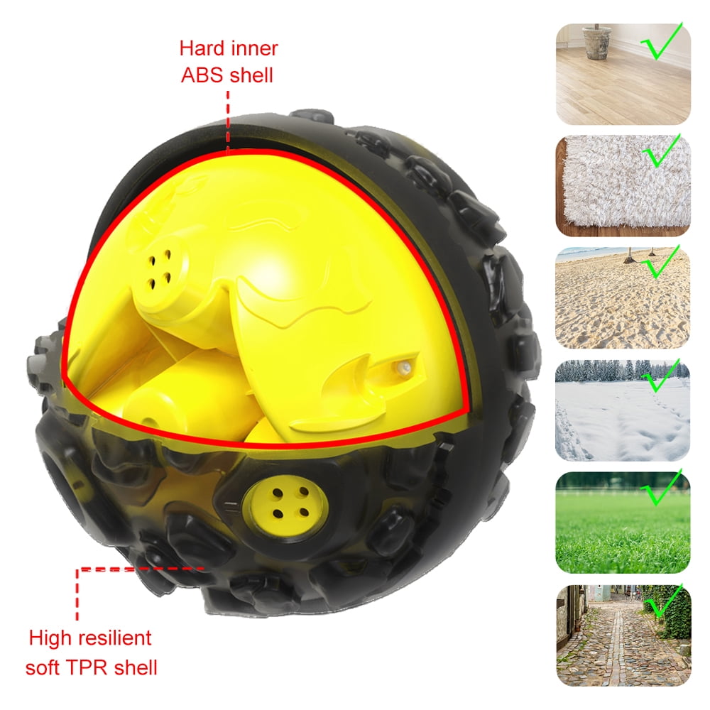 Goaxuzt Dog Ball for Aggressive Chewers Giggle Chew Interactive Toy for Medium Large Dogs, Yellow