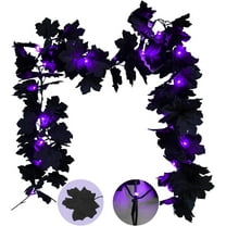 20 LED Halloween String Lights Battery Operated with Black Maple Leaves 6.5 ft Halloween Garland Decor for Yard, Porch, Table, Wall, Party, Indoor and Outdoor Decorations
