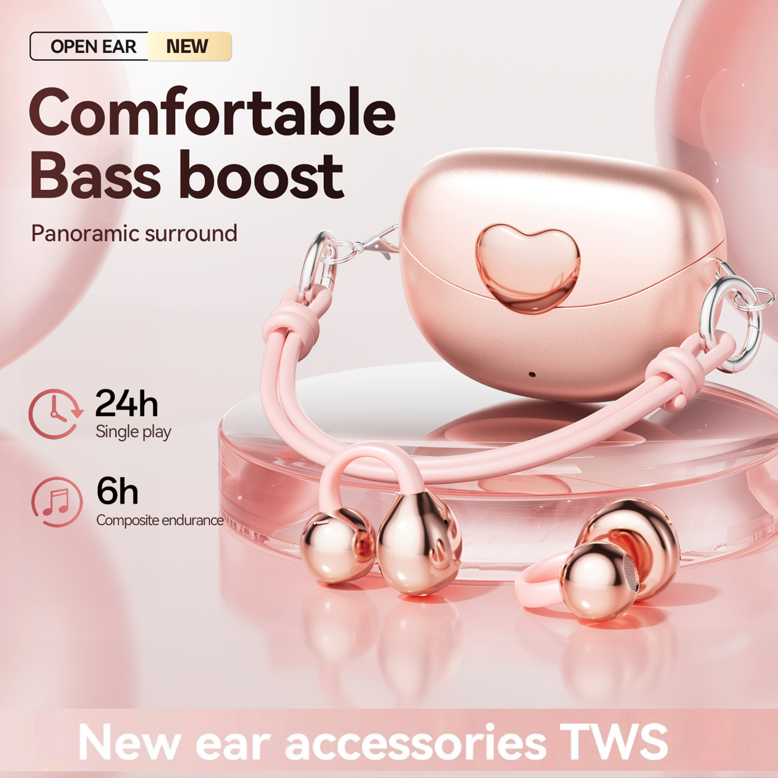 WUYUEGE Wireless Earbuds Open Ear Headphone Sport, Bluetooth 5.4 Earbud, Noise Cancelling Mic,Light Weight Comfortable Fit,Suitable for Running