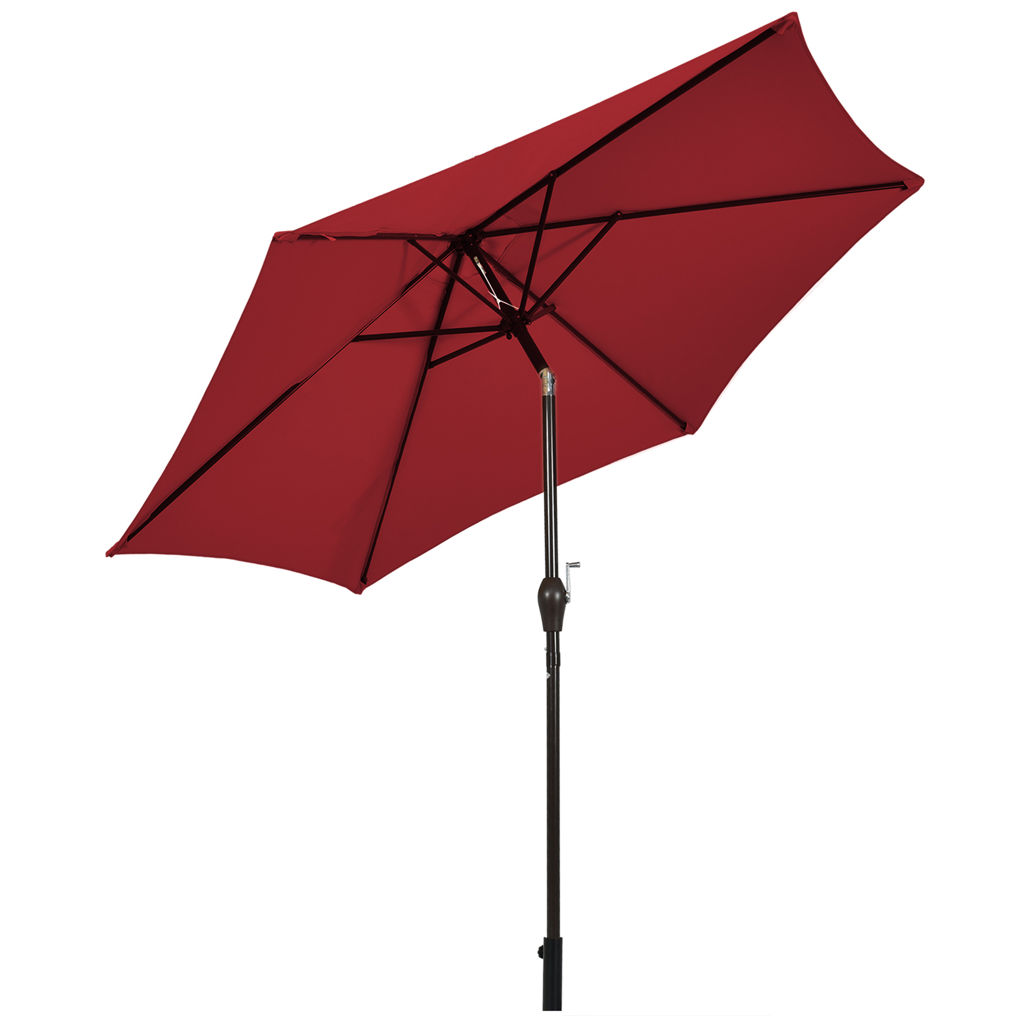 Gymax 10 ft Patio Umbrella Market Table Umbrella Yard Outdoor w/ 6 Ribs Burgundy