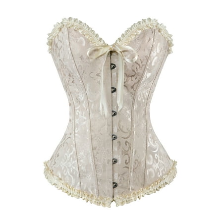 

Sunisery Women s Lace Up Boned Overbust Corset Bustier Lingerie Bodyshaper Top