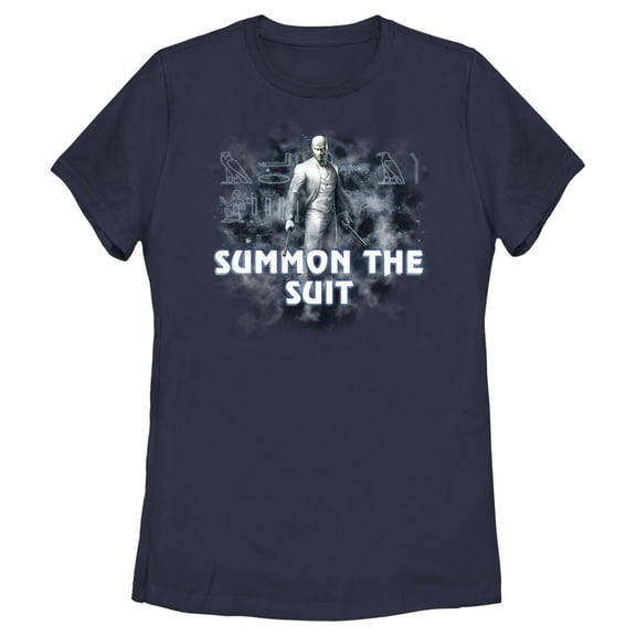 Women's Marvel: Moon Knight Summon the Suit Graphic Tee Navy Blue Medium